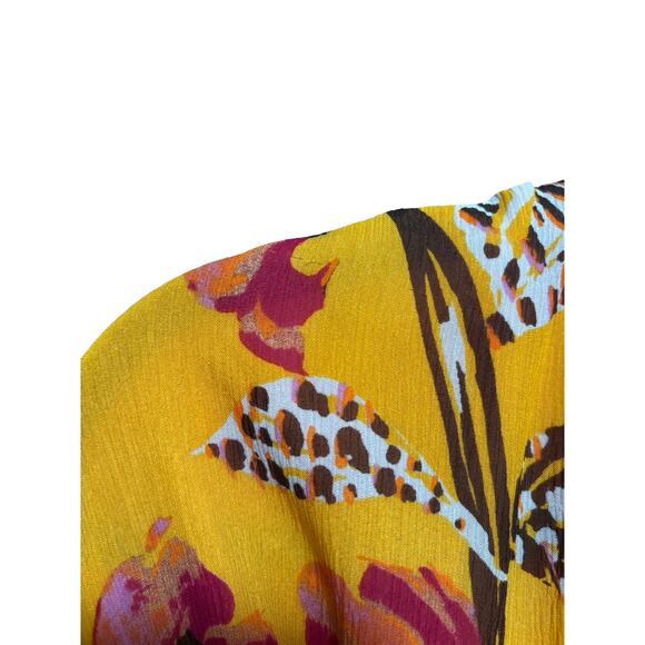 NWT! A.L.C. Jen Long Sleeve Silk Shirtdress Yellow Floral - Picture 9 of 11